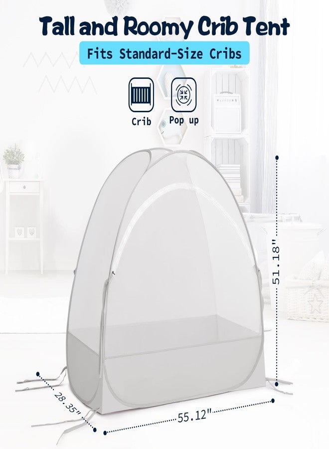 Akiky Large Pop Up Mosquito Net Crib Tent to Keep Baby from Climbing Out Baby Girl Netting Cover Canopy for Naps at Home&Traveling(Gray) - Image 4